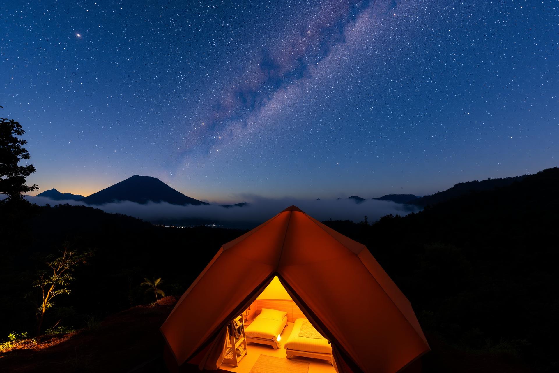 Tenda glamping Bale Bungah di bawah langit berbintang Yogyakarta